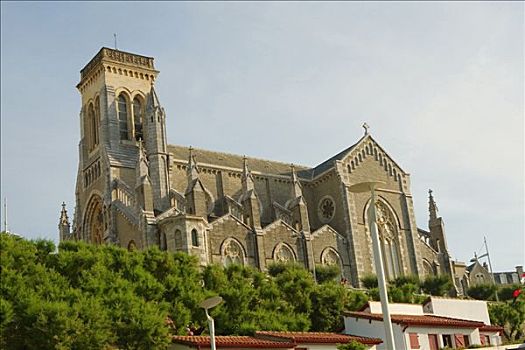 仰视,大教堂,比亚里茨,法国