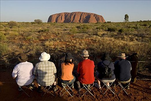 艾尔斯巨石,乌卢鲁巨石,魔幻,石头,土著,游客,等待,日落,北部地区,澳大利亚