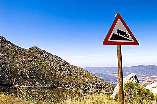 交通标志,山路,半荒漠,风景,西海角,南非,非洲
