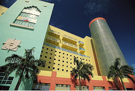 建筑,棕榈树,迈阿密海滩,佛罗里达,美国