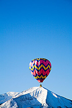 北美,美国,科罗拉多,山,冠丘市,热气球,蓝天