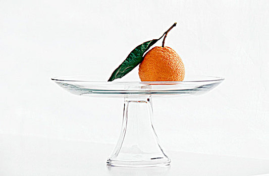 一个,无核小蜜橘,柑橘,叶子,基座,盘子