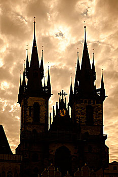 泰恩教堂,老城,布拉格,捷克共和国