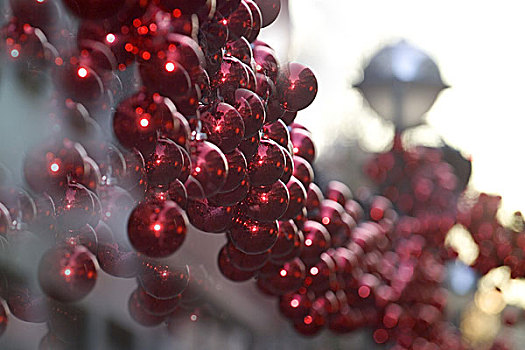圣诞装饰,花环,球,红色,户外
