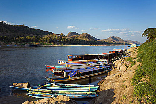 河船,湄公河,琅勃拉邦,老挝,印度支那,亚洲