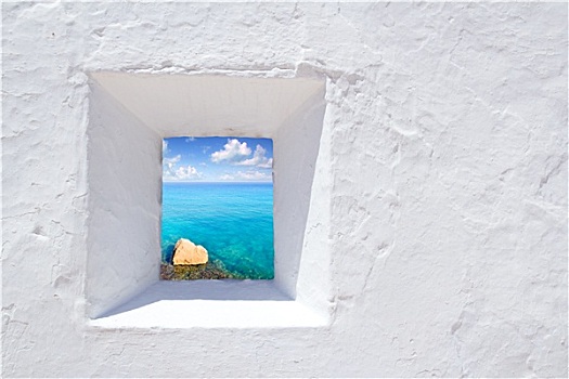 伊比萨岛,地中海,白墙,窗户