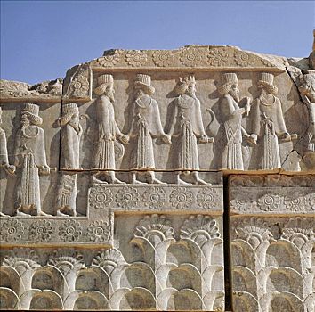浮雕,雕刻,遗址,古老,波斯人,城市,波斯波利斯,伊朗,第一,一半,公元前5世纪