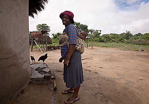 母子,家园,津巴布韦,十二月,2007年