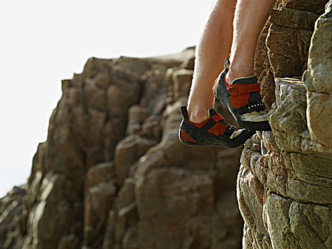 攀岩者,脚,陡峭,岩石