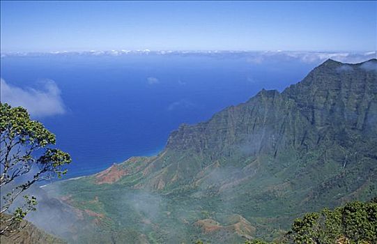 山峦,太平洋,暸望,考艾岛,美国,夏威夷
