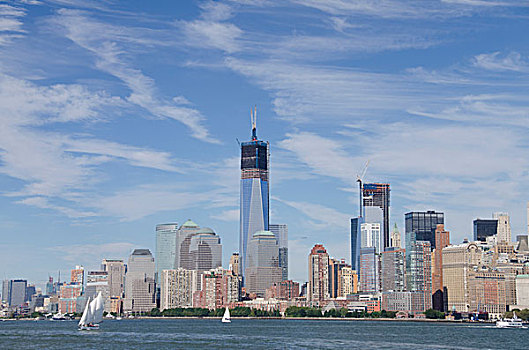 纽约,曼哈顿,城市天际线,自由,塔