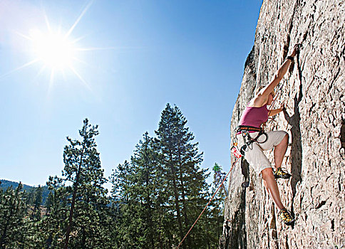 女人,攀岩,潘提顿,不列颠哥伦比亚省,加拿大