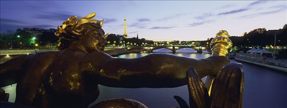 法国,巴黎,亚历山大,特写,雕塑,埃菲尔铁塔,背影
