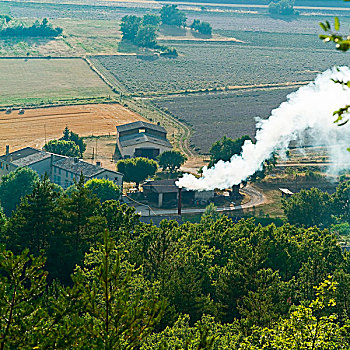 烟,烟囱,酿酒厂,普罗旺斯,法国