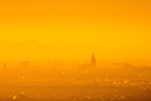科隆大教堂,早晨,雾气,剪影,莱茵兰,北莱茵威斯特伐利亚,德国