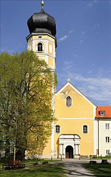 圣马丁教堂,教区教堂,大炮,施塔恩贝格湖,上巴伐利亚,巴伐利亚,德国,欧洲