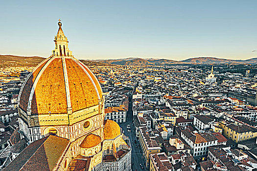 俯拍,城市,圆顶,佛罗伦萨大教堂,佛罗伦萨,意大利