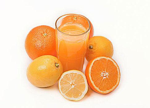 橘子,柠檬,玻璃杯,橙汁