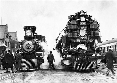 两个,蒸汽机,历史,照片,20年代