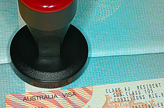 澳大利亚,签证,盖章,工具