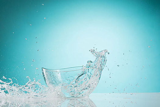 水,溅,玻璃碗,白色背景,背景
