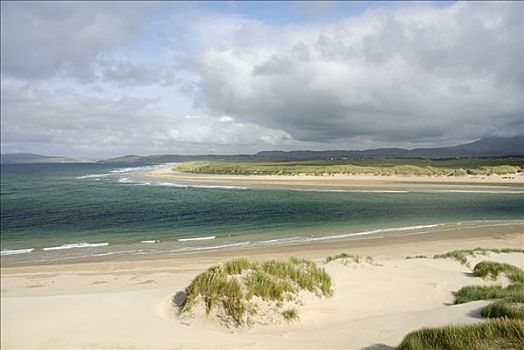 沙滩,移动,云,岸边,多纳格,爱尔兰