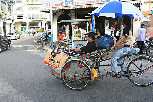 马来西亚,槟城,旅游的三轮车