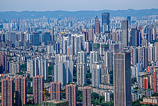 2064年重庆市南岸区南山老君洞道观俯瞰重庆渝中与南岸两区