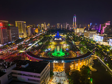 济南泉城广场国庆节夜景