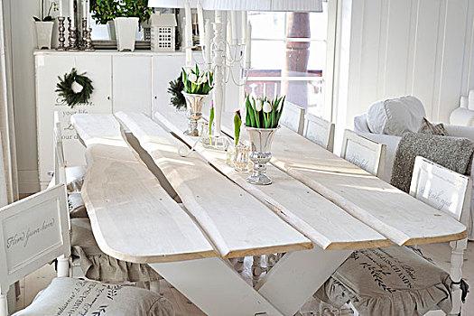 白色,室内,斯堪的纳维亚,木屋,乡村,餐桌,文字,椅子,垫子