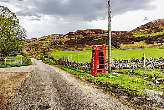 老,电话亭,苏格兰高地