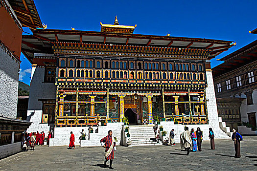 佛教寺庙,院落,廷布,不丹,亚洲