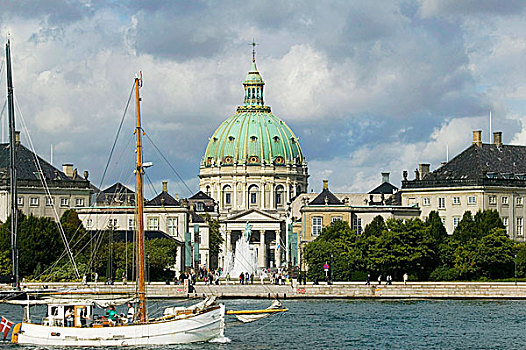 风景,宫殿,大理石,教堂,哥本哈根,丹麦
