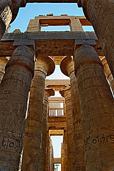巨大,柱子,多柱厅,阿蒙神庙,寺庙,卡尔纳克神庙,现代,白天,路克索神庙,古老,底比斯,建造,男人