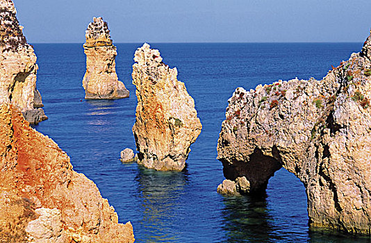 葡萄牙,阿尔加维,岩石构造,靠近,拉各斯