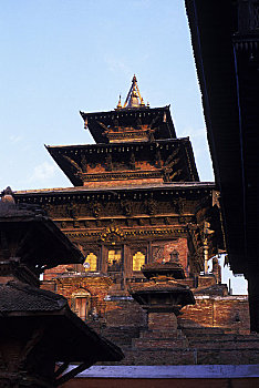 尼泊尔,加德满都,杜巴广场,老,建筑