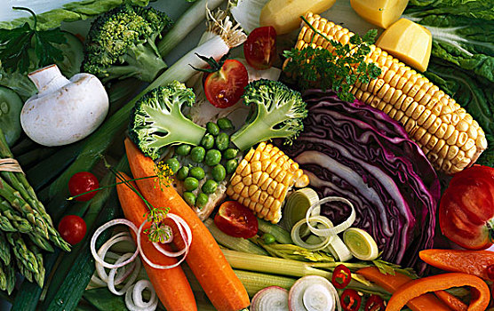 蔬菜静物,玉米棒,玉米,俯视