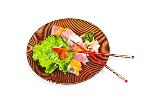 寿司,盘子,隔绝,白色背景