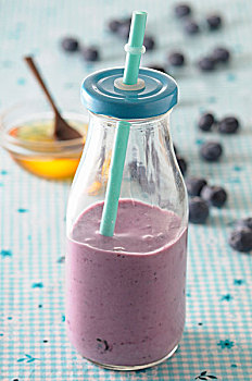 蓝莓,冰沙,玻璃瓶