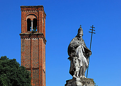 雕塑,主教,瞭望塔,城镇,曼图亚,伦巴底,意大利,欧洲
