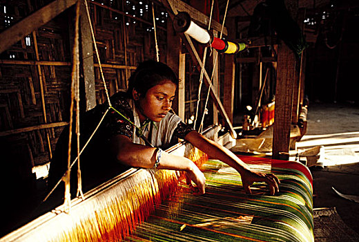 女人,编织,训练,孟加拉