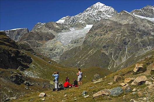 野餐,山,策马特峰,瓦莱,瑞士,欧洲