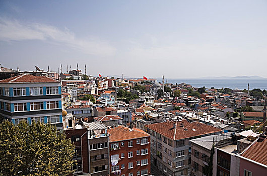 住宅,居民区,远眺,博斯普鲁斯海峡,伊斯坦布尔,土耳其