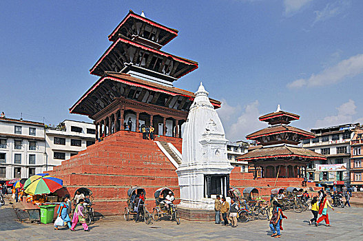 庙宇,白色,专注,神,喜爱,杜巴广场,加德满都,尼泊尔