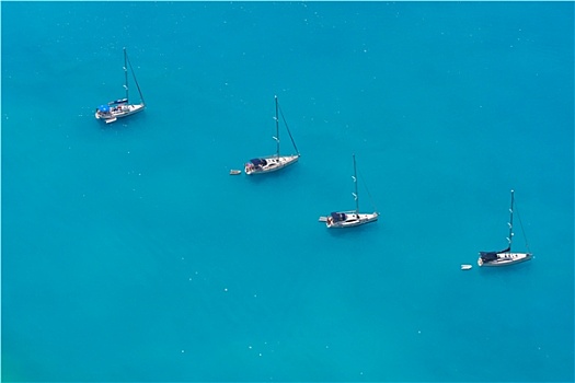 航拍,帆船,靠近,海滩,凯法利尼亚岛,希腊