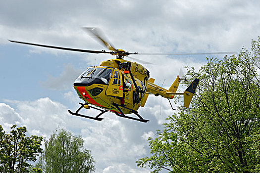 救助,直升飞机,动作,空气,上巴伐利亚,巴伐利亚,德国,欧洲