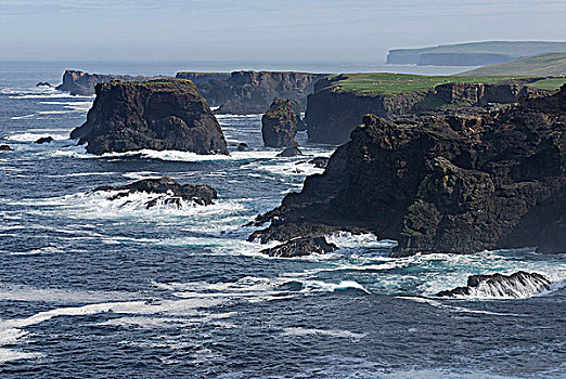 苏格兰,群岛,设得兰群岛,悬崖,半岛,西部,大陆
