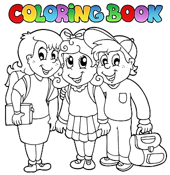 上色画册,学校,卡通
