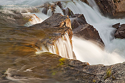 晨光,瀑布,许多,冰河,山谷,冰川国家公园,蒙大拿
