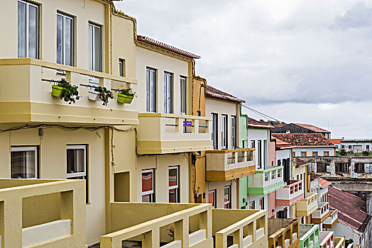 葡萄牙,亚速尔群岛,岛屿,淡色调,山坡,房子